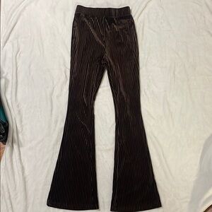 Brown Velvet Ribbed Flare Pants